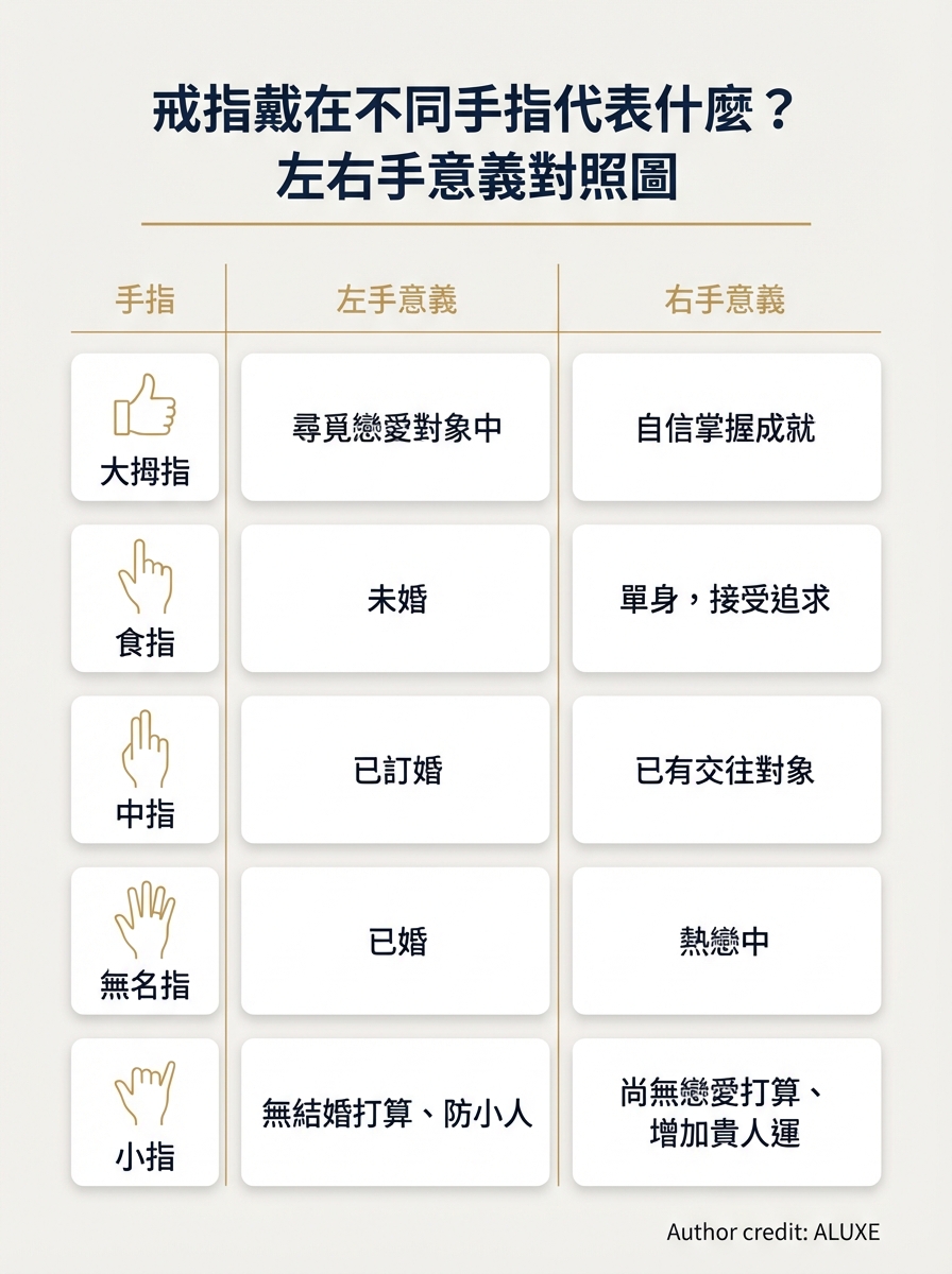 戒指戴法與不同手指位置意義圖解